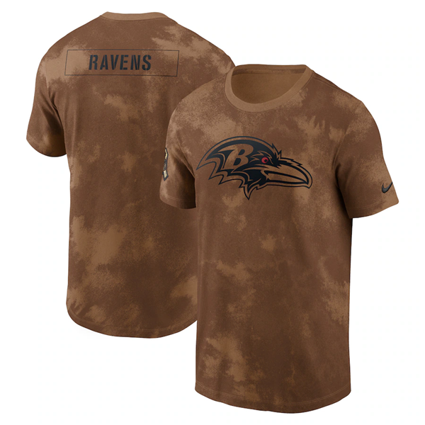 Men's Baltimore Ravens 2023 Brown Salute To Service Sideline T-Shirt